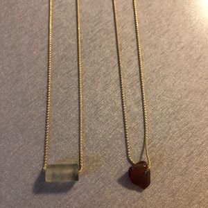 Two Precious Stone Gold Necklaces